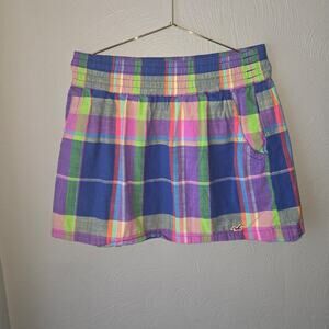 Y2K Fashion - Hollister Plaid Linen Lined Skirt - Medium
